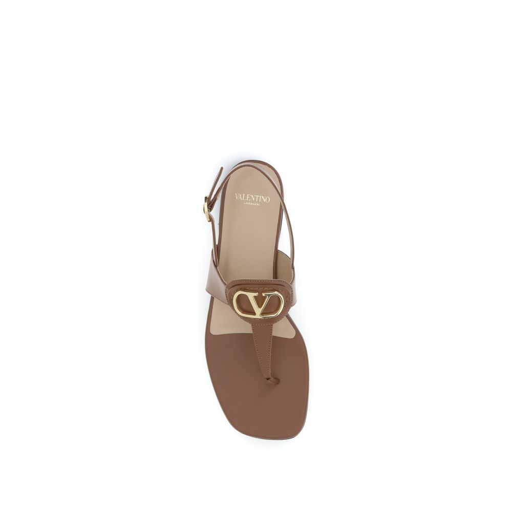 Valentino Garavani Brown Calf Leather Bos Taurus Sandals