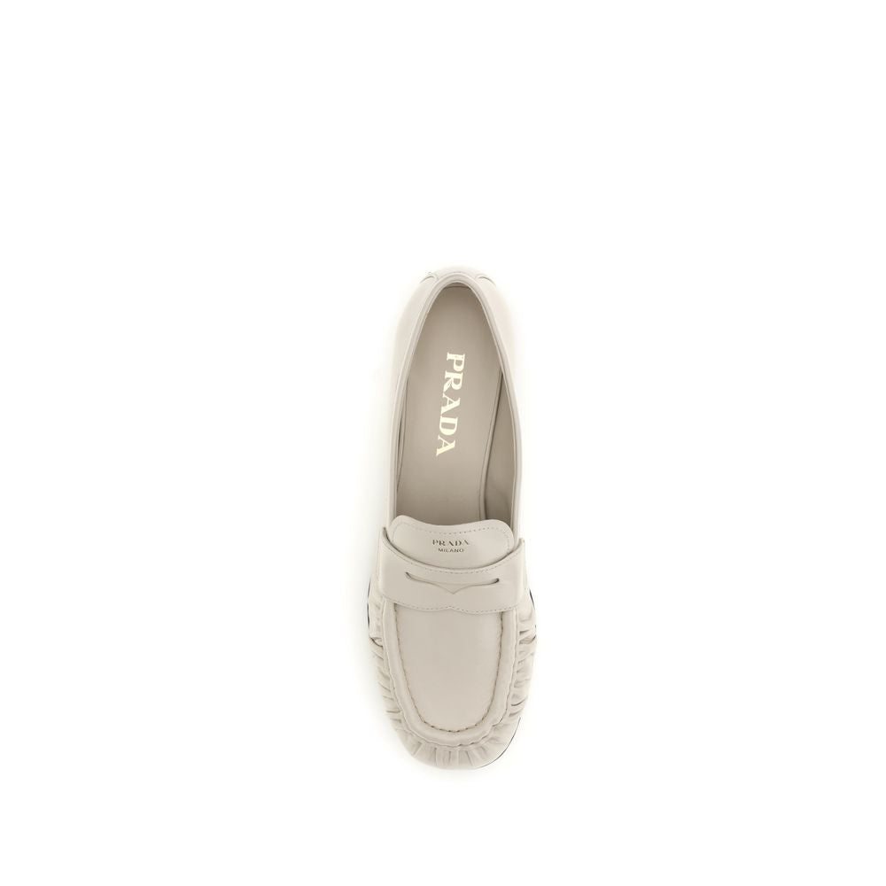 Prada Beige Calf Leather Bos Taurus Slip-On Loafers