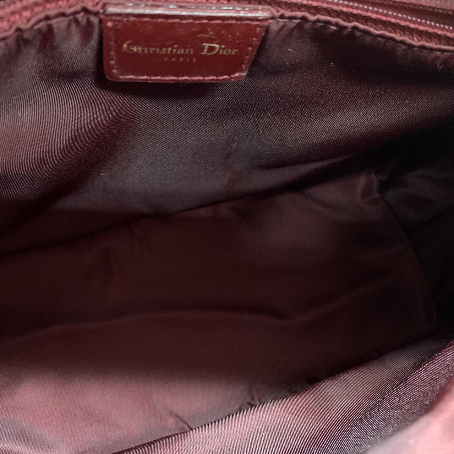 Christian Dior Lady D-Lite Patent Leather Burgundy Patent Leather Handbag With Charms