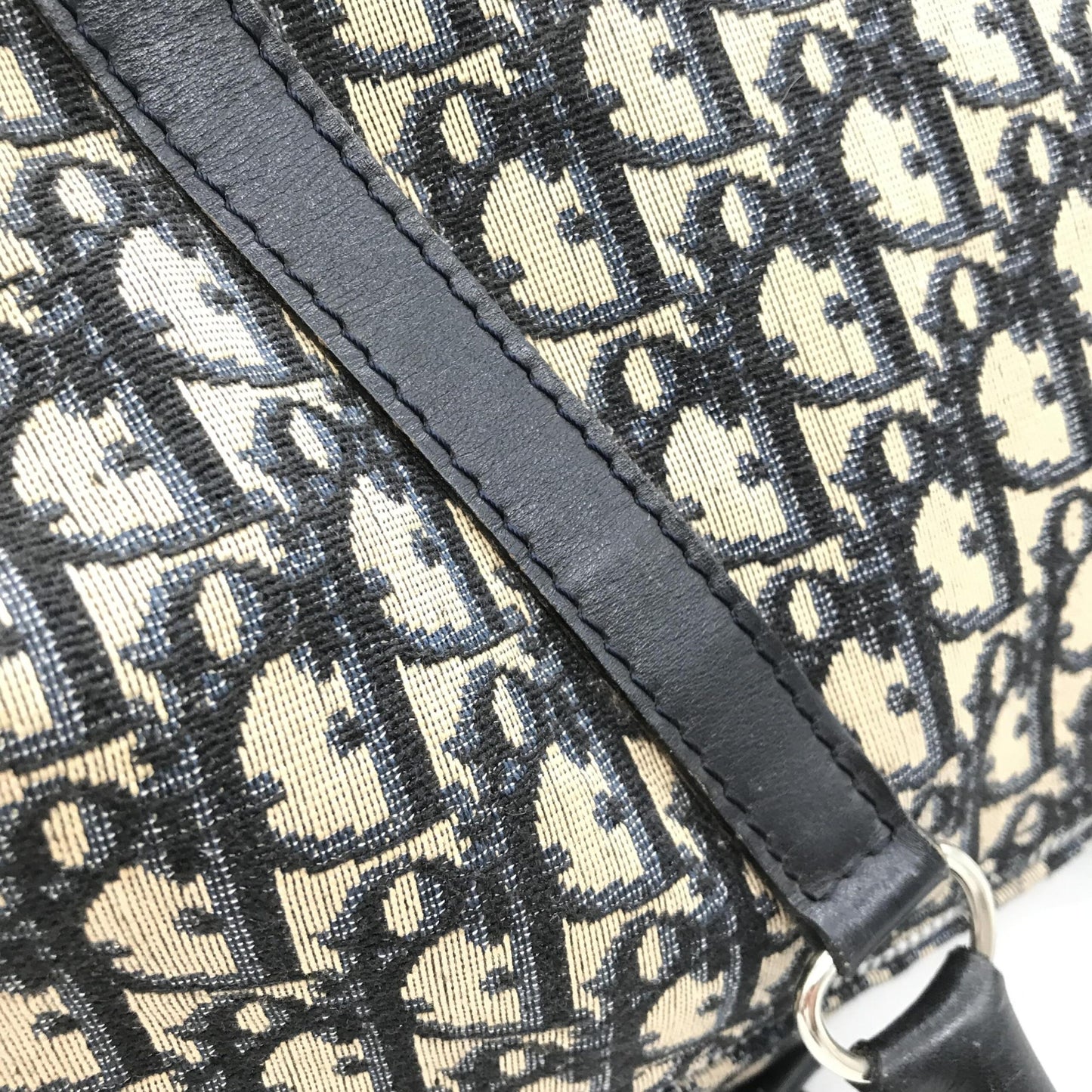 Christian Dior Navy Blue Trotter Canvas Boston Bag