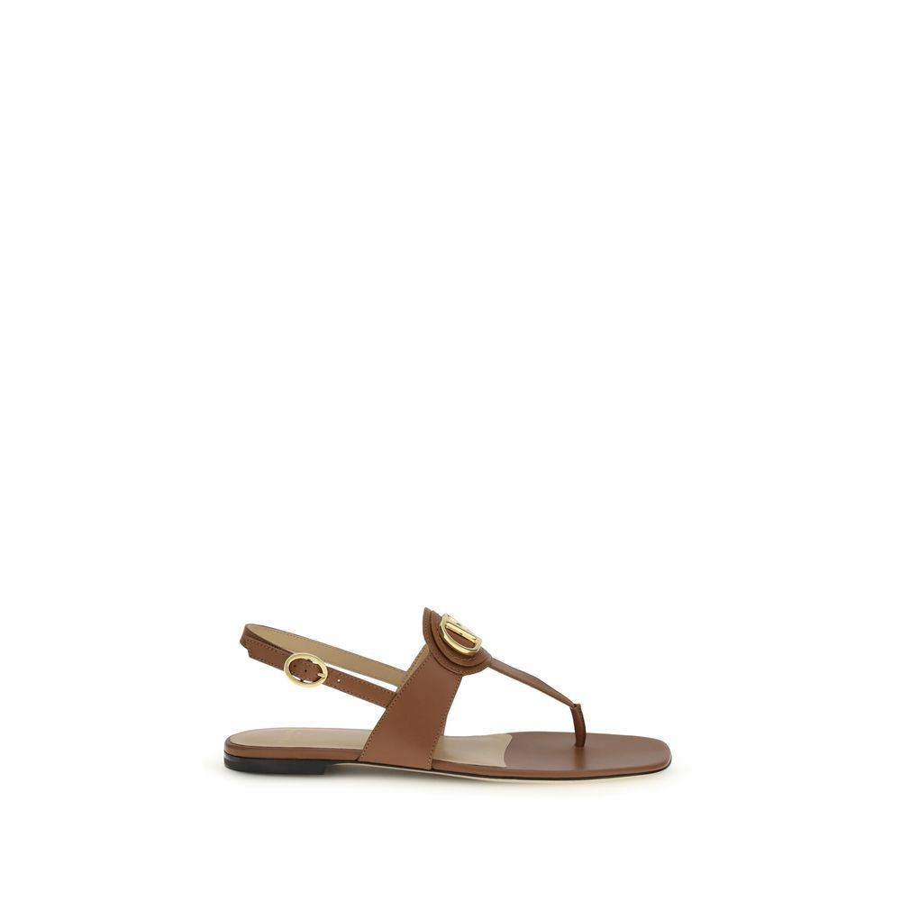 Valentino Garavani Brown Calf Leather Bos Taurus Sandals