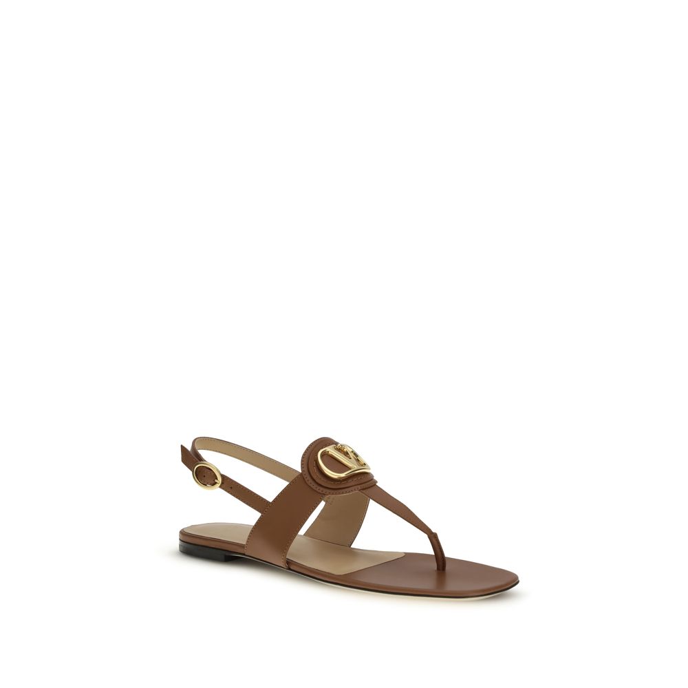 Valentino Garavani Brown Calf Leather Bos Taurus Sandals