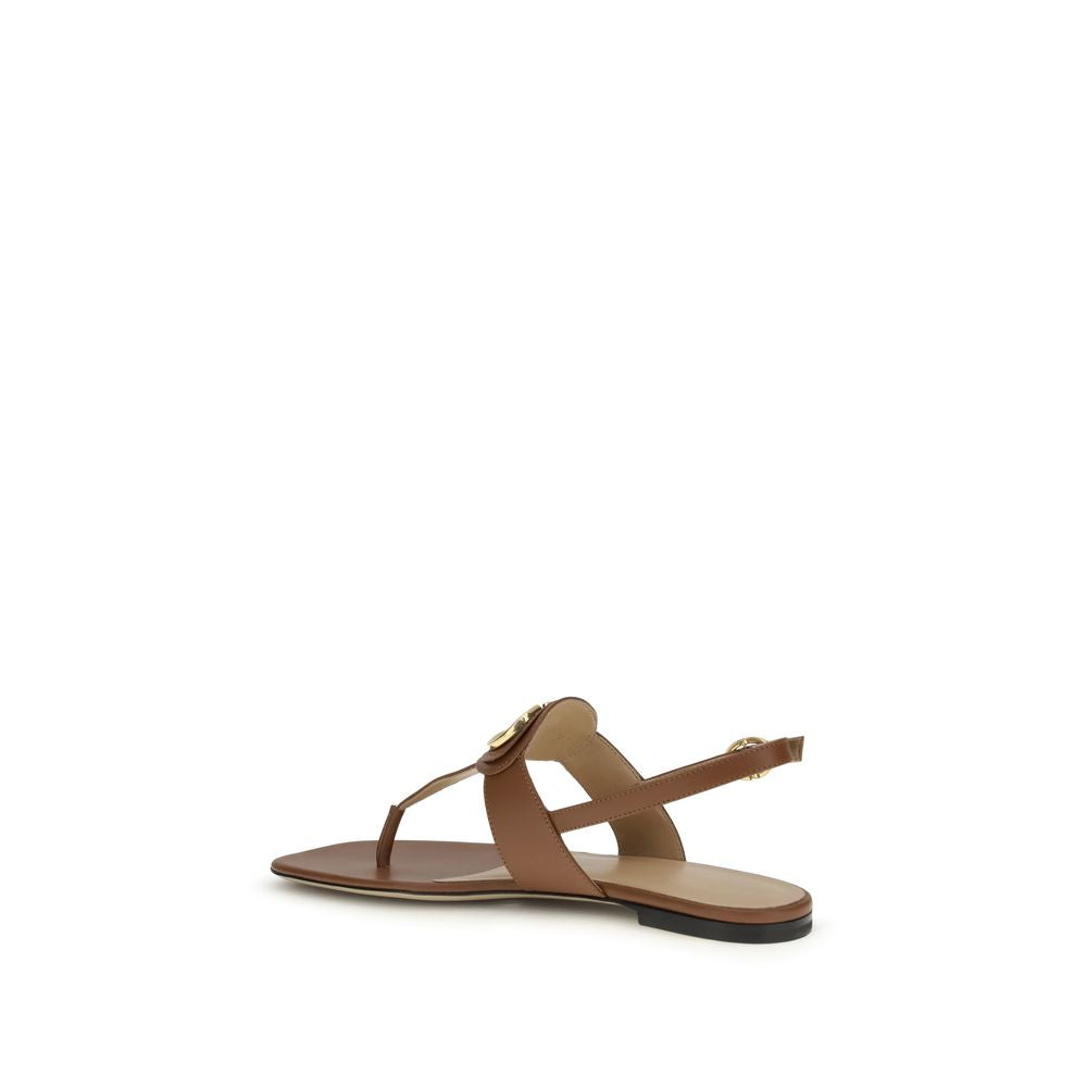 Valentino Garavani Brown Calf Leather Bos Taurus Sandals