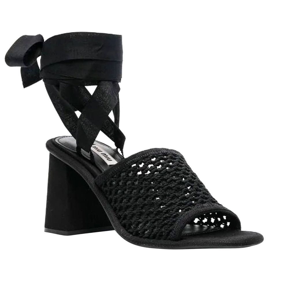 Miu Miu Black Fabric Platform Sandals