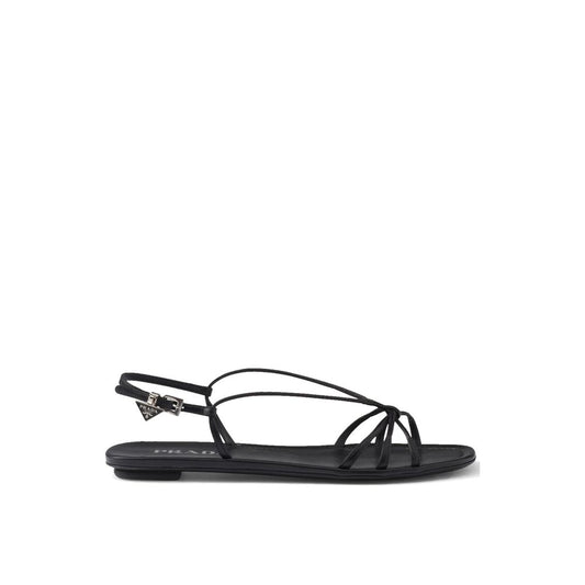 Prada Black Calfskin Strap-On Sandals