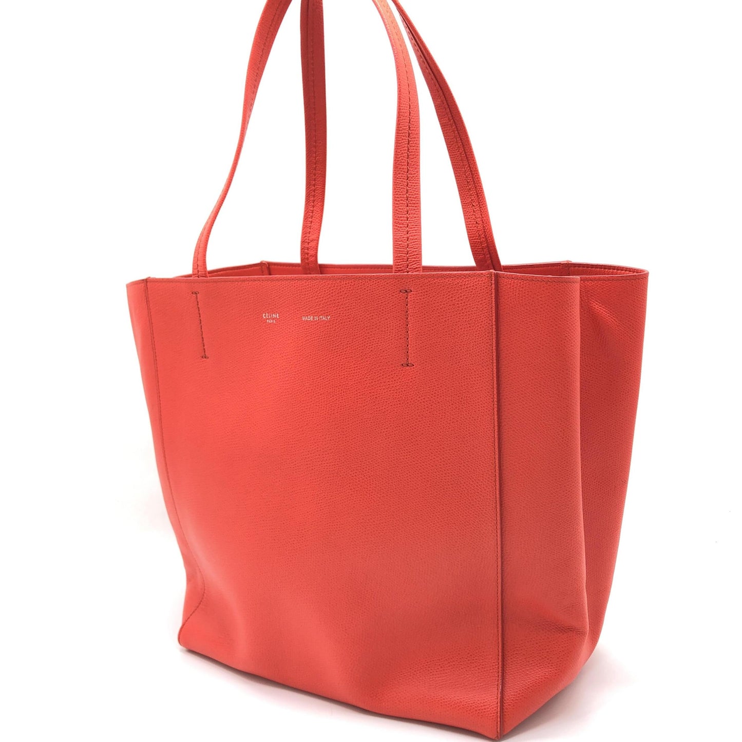Celine Cabas Phantom Red Pebbled Leather Tote Bag