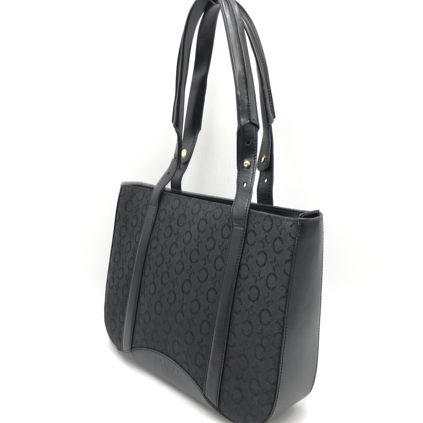 Celine Black C Macadam Canvas Tote Bag