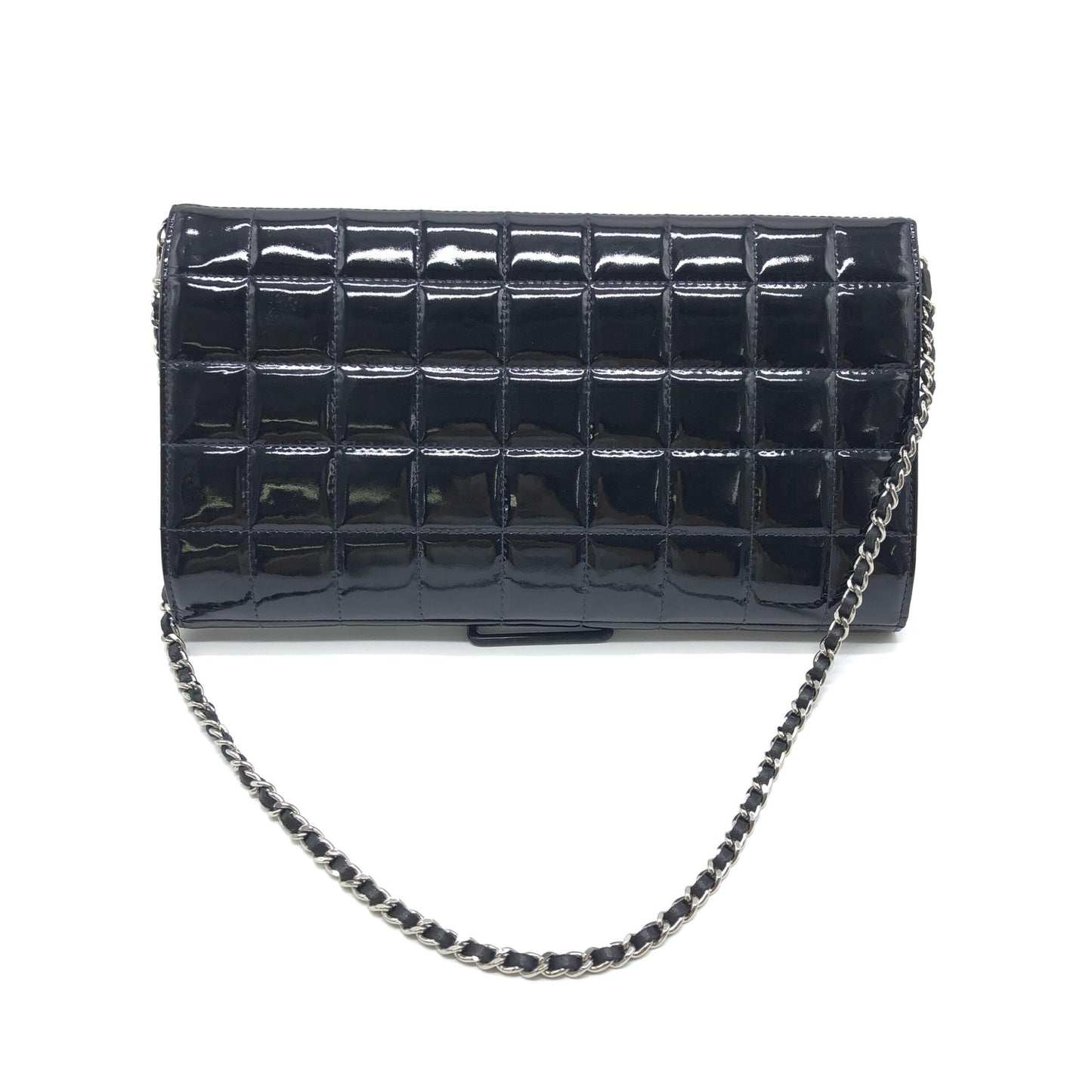 Chanel Black Patent Chocolate Bar Chain Shoulder Bag