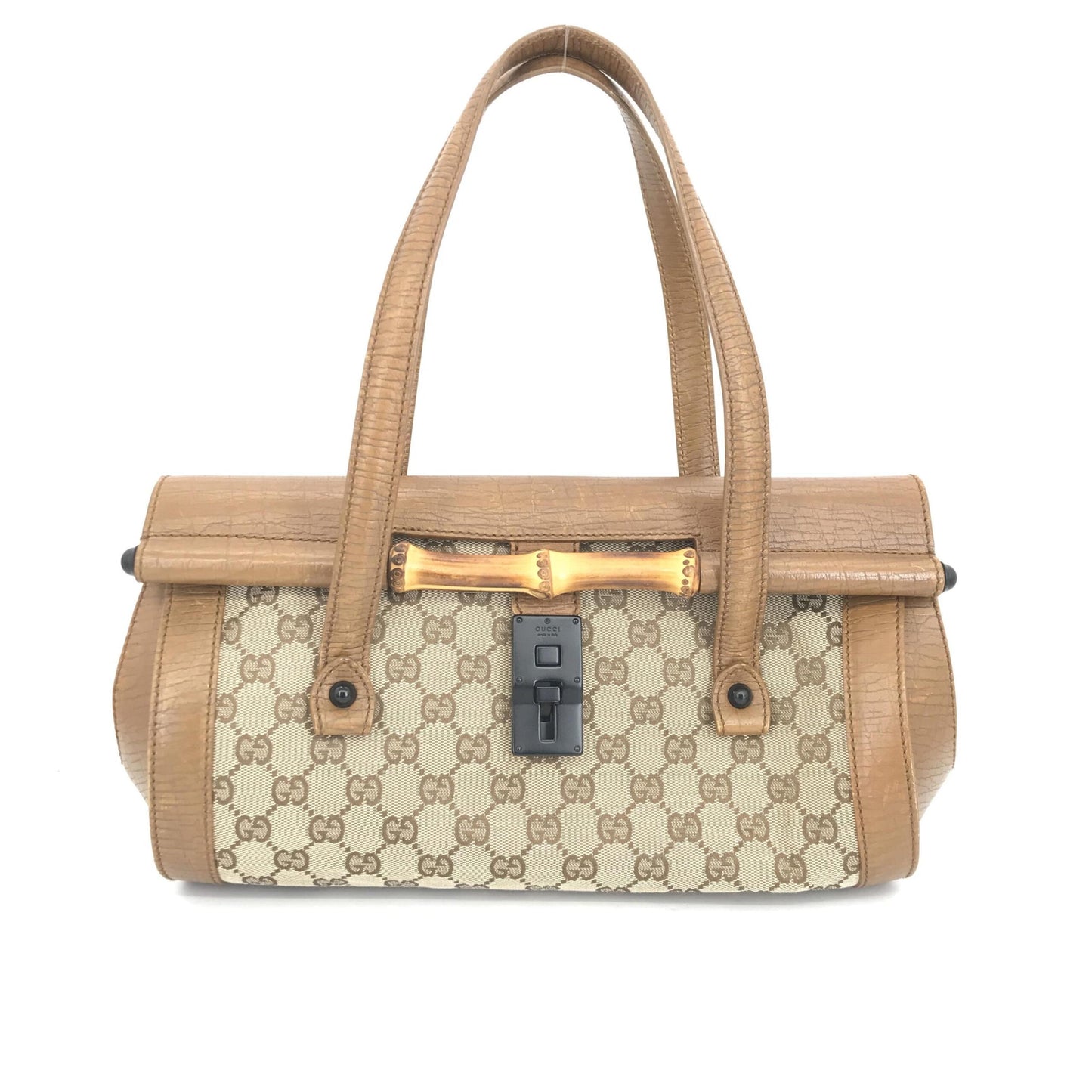 Gucci Canvas Bamboo Bullet Bag, Brown Color