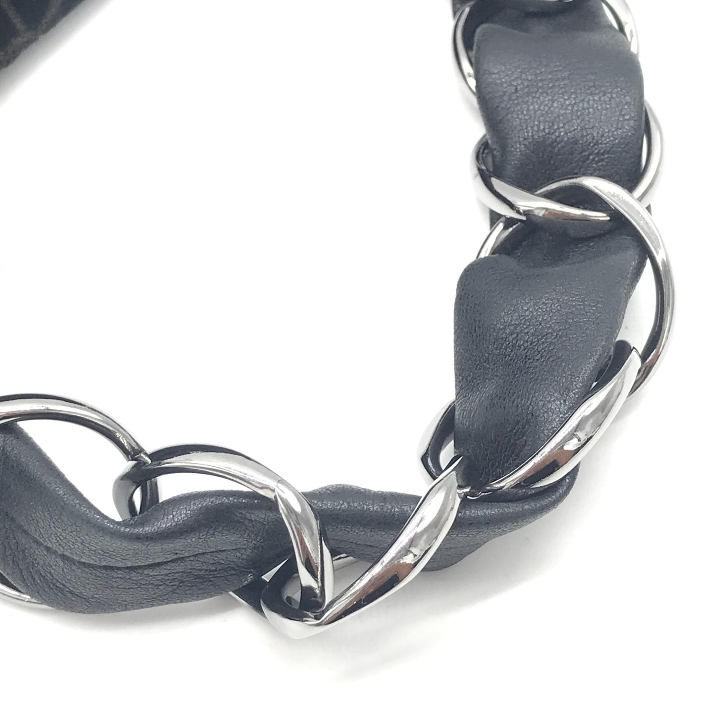 Chanel Camellia Chain Black Suede Shoulder Bag With Logo