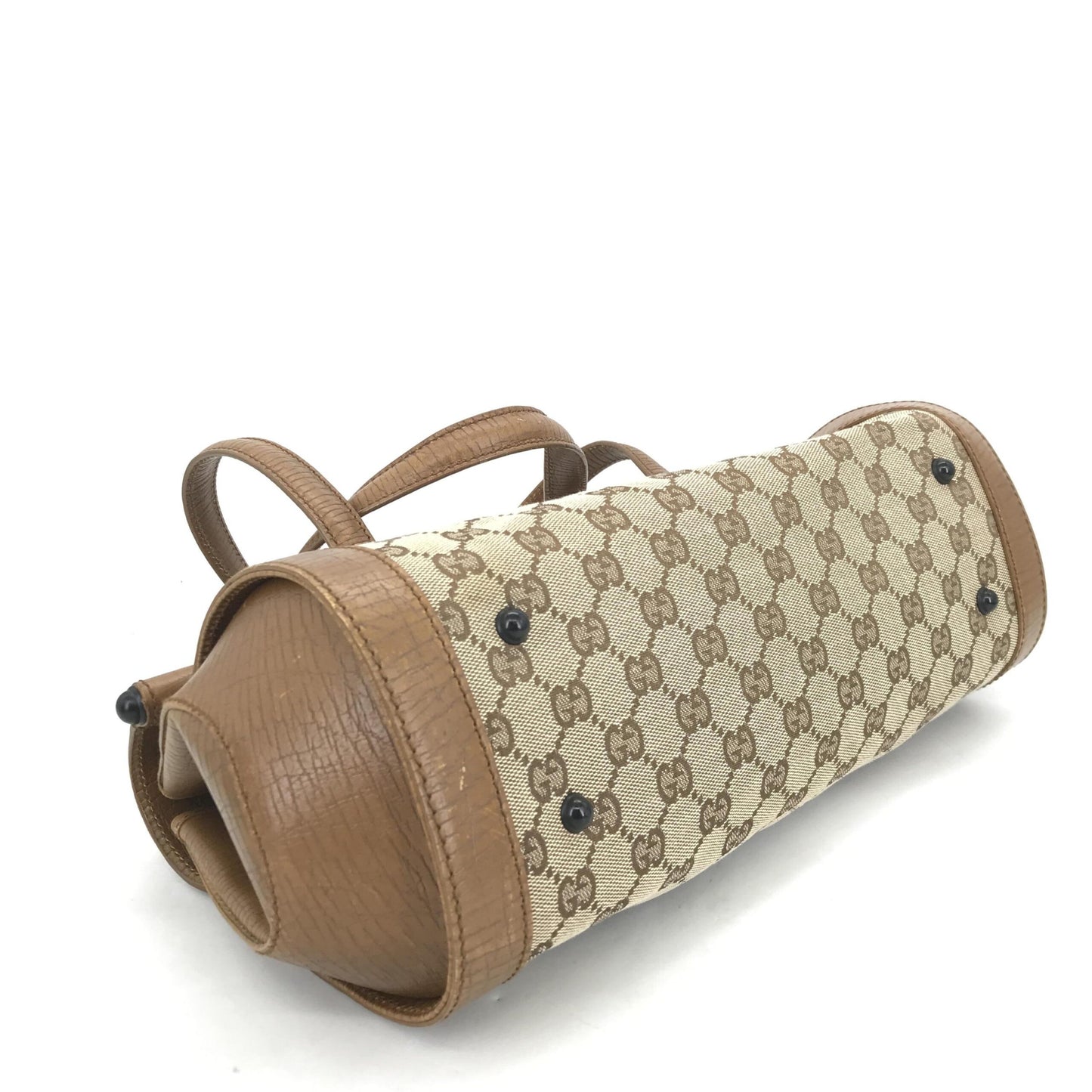 Gucci Canvas Bamboo Bullet Bag, Brown Color