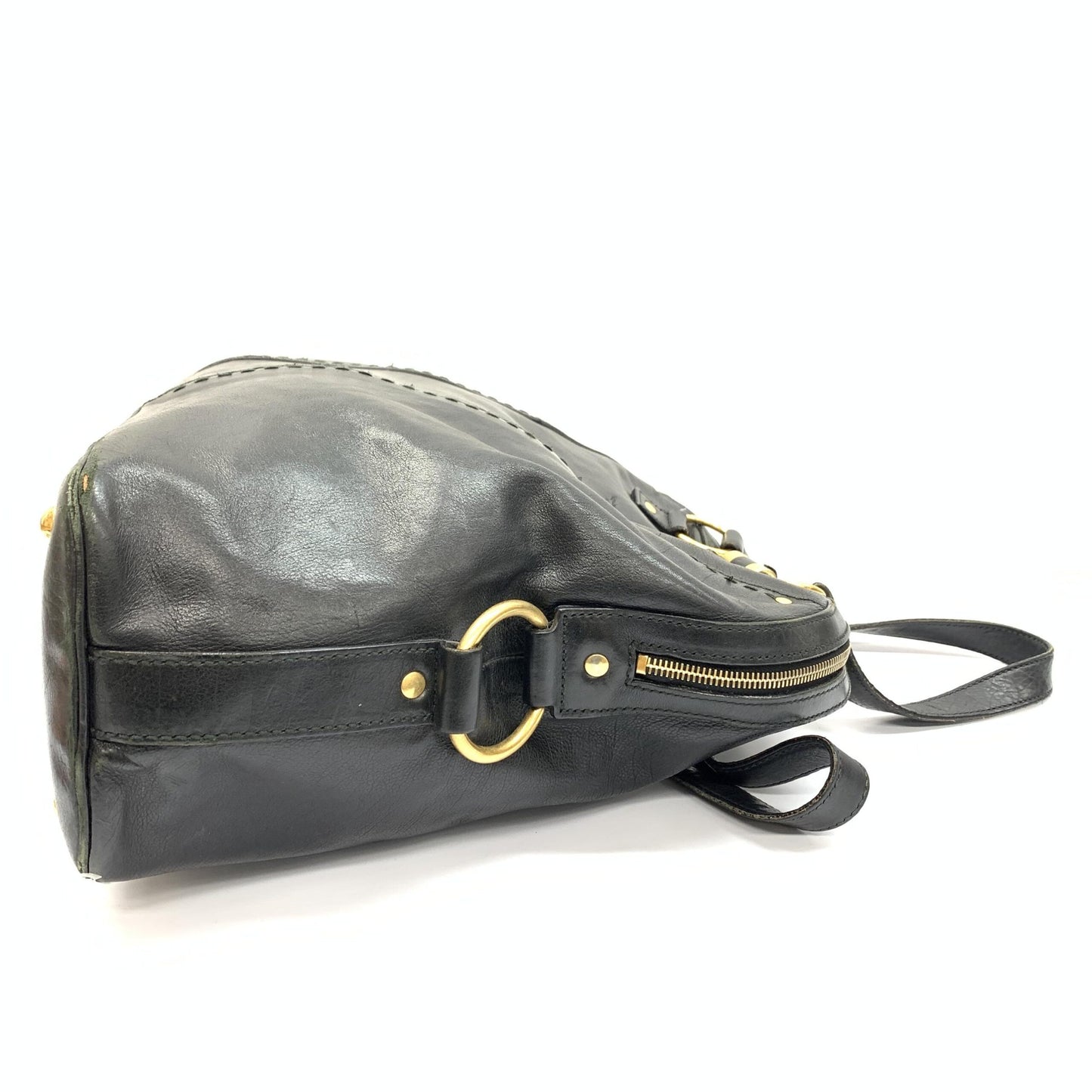 Saint Laurent Leather Handbag With Gold Hardware