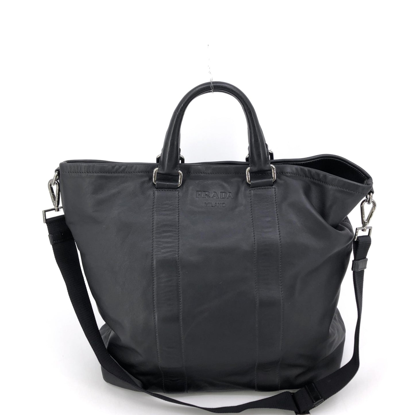 Prada Soft Leather Tote With Shoulder Strap