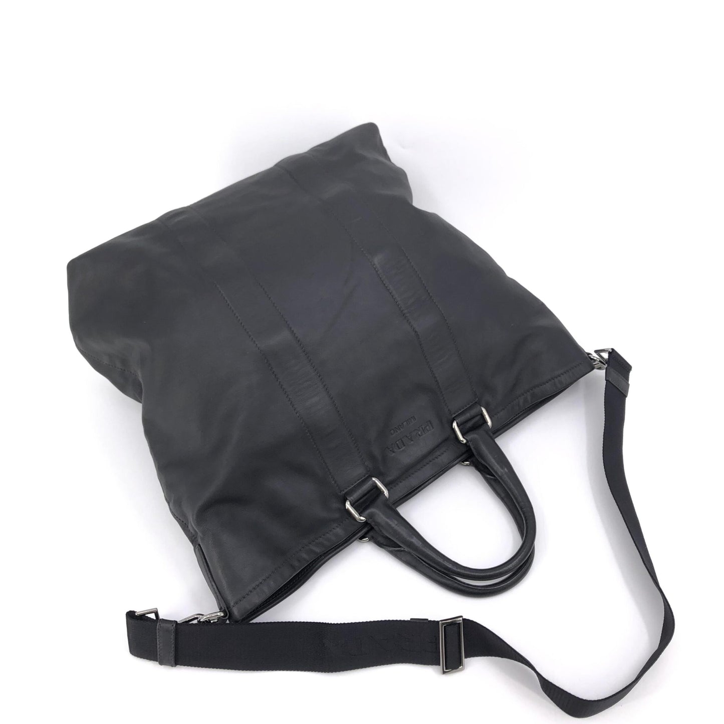 Prada Soft Leather Tote With Shoulder Strap