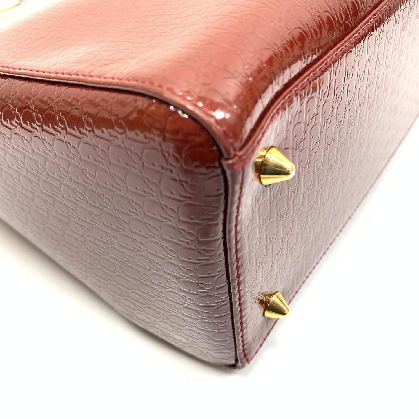 Christian Dior Lady D-Lite Patent Leather Burgundy Patent Leather Handbag With Charms