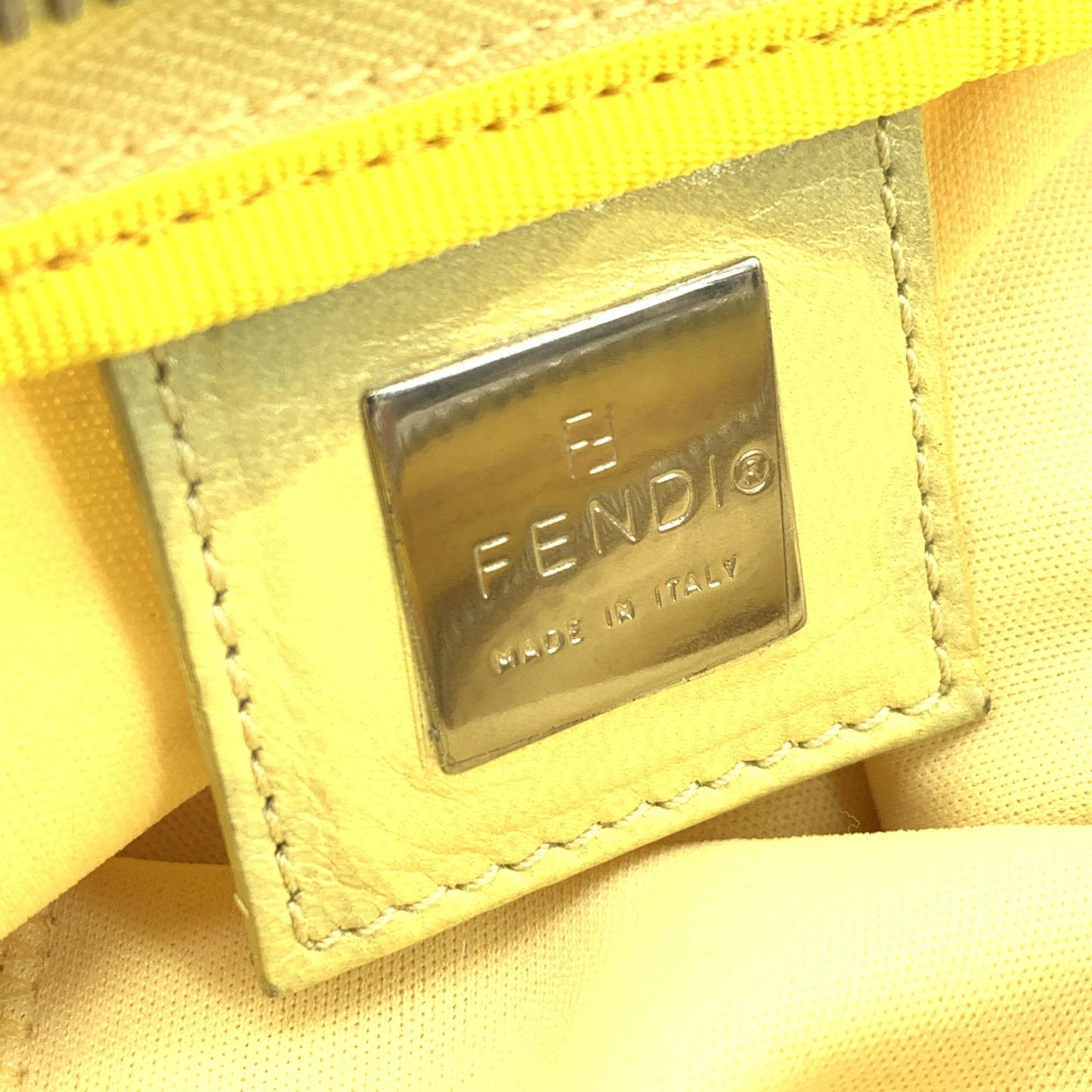 Fendi Yellow Cloth Baguette Handbag