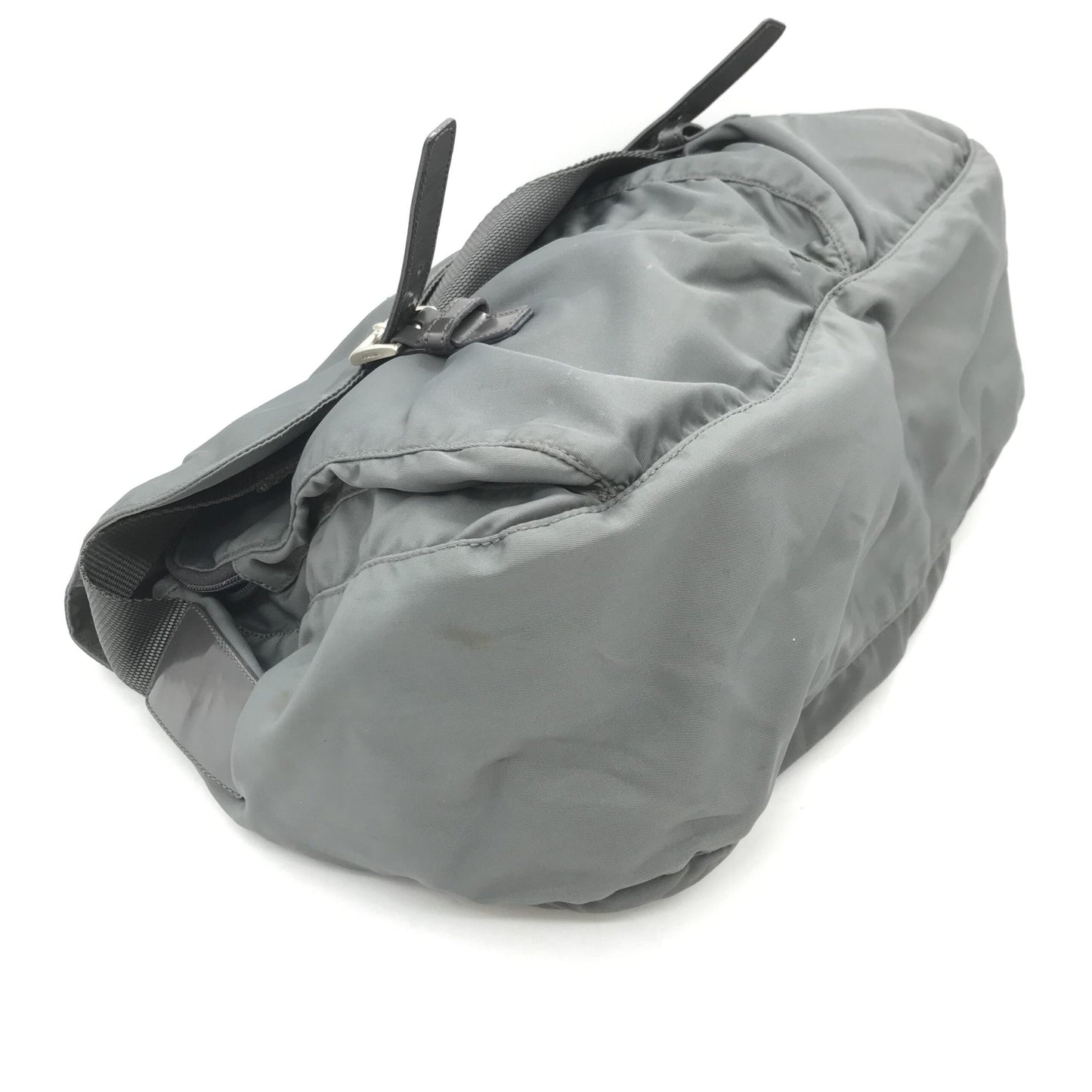 Prada Gray Nylon Shoulder Bag With Straps