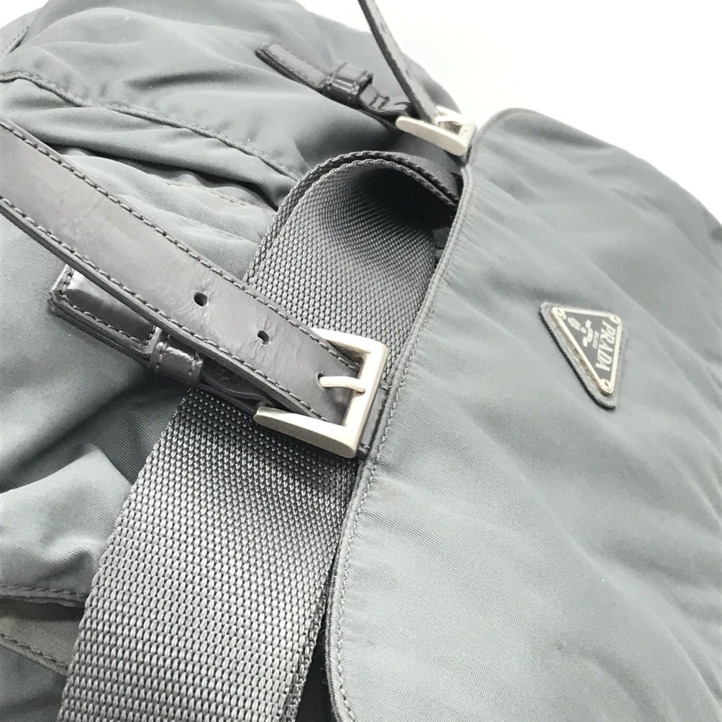Prada Gray Nylon Shoulder Bag With Straps