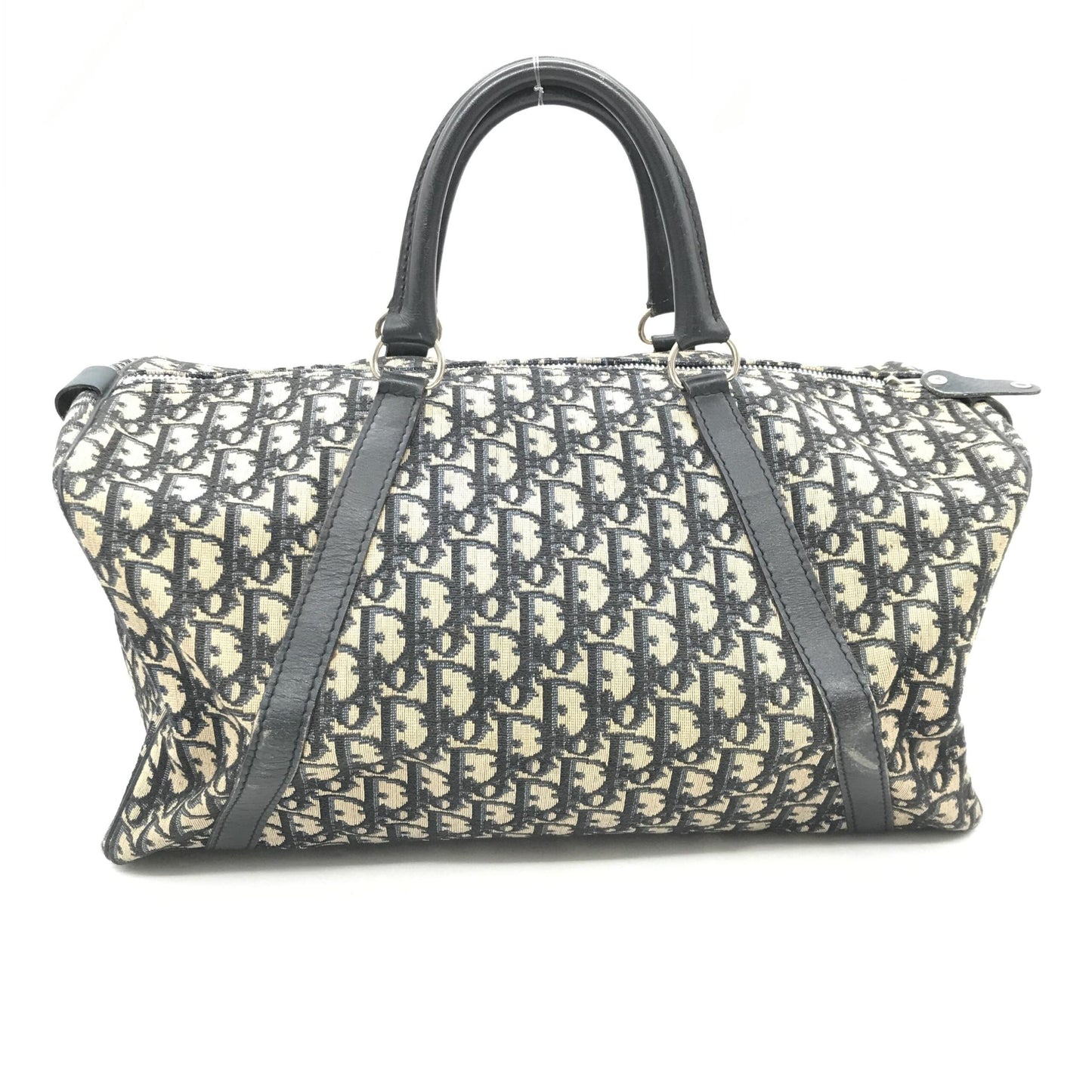 Christian Dior Navy Blue Trotter Canvas Boston Bag