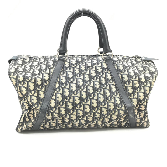 Christian Dior Navy Blue Trotter Canvas Boston Bag