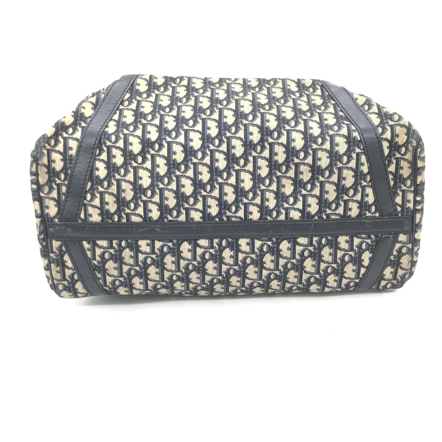 Christian Dior Navy Blue Trotter Canvas Boston Bag