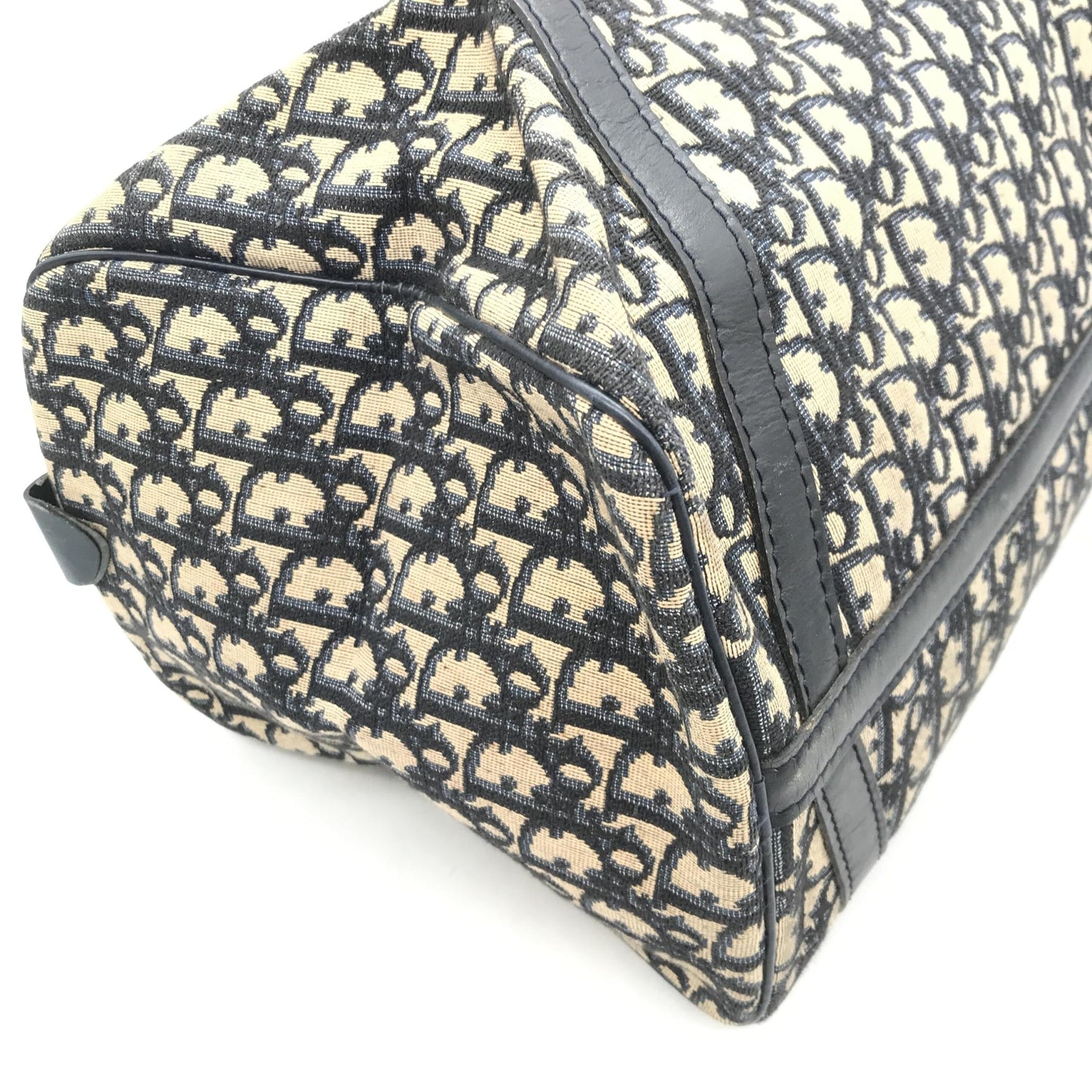 Christian Dior Navy Blue Trotter Canvas Boston Bag