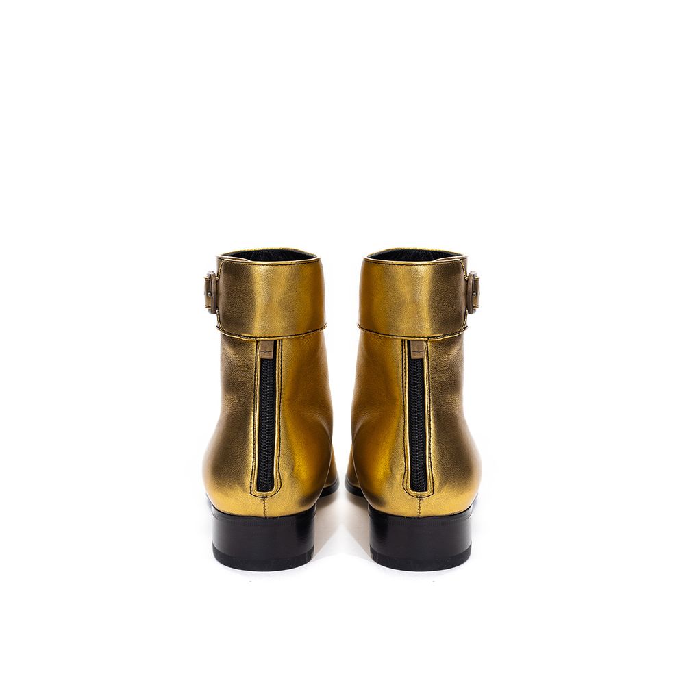 Saint Laurent Gold Leather Ankle Boots