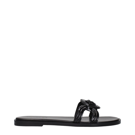 Versace Black Leather Slippers