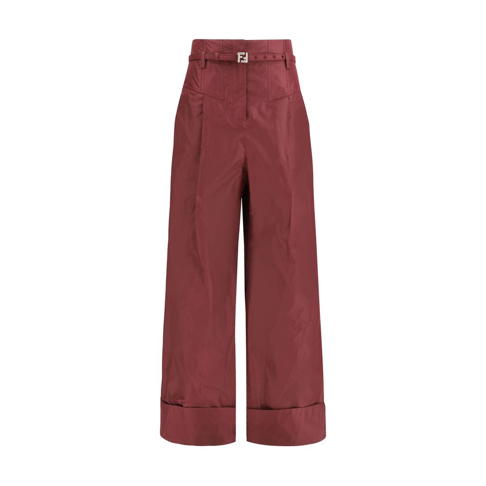 Fendi Bordeaux Silk Dress Pants